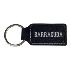 Keychain - Rectangle - Barracuda - Leather Black/Silver