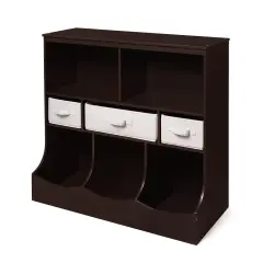 Badger Basket Combo Bin Storage Unit with Three Baskets Espresso/Ecru