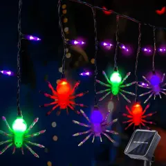 Solar Halloween Spider String Lights