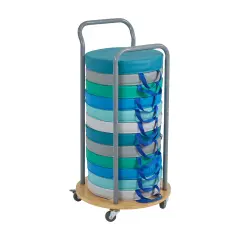 Mobile Storage Cart and 12 Round Floor Cushions with Handle, Classroom Flexible Seating Contemporary