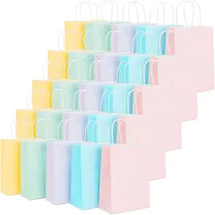 25 Pack Pastel Gift Bags with Handles, Paper Party Favor Bags, Colored Paper Bag for Baby Shower