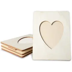 Heart Shaped Unfinished Wood Picture Frames for 4 x 6 Photos (5.9 x 7.9 In, 4 Pack) Brown