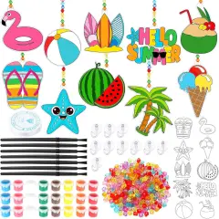 Summer Beach Fruit Window Art Stained Glass Sun Catcher Kits Make Your Own Painting Ornaments for Adult Craft Party Art Activities