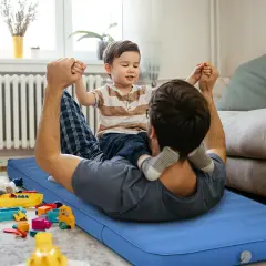 Inflatable Camping Sleeping Pad with 4 inch Thickness, Quick Inflation and 2-in-1 Bag Blue