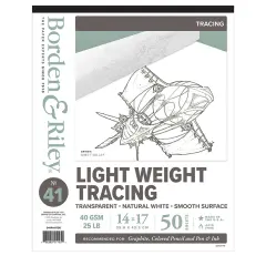 Borden & Riley #41 Monroe Triple T Parchment Tracing/Light Paper Pad, 40 GSM/25 lb., 1 Pad Each