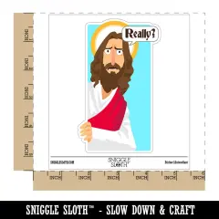 Water Bottle Sticker Set Disappointed Jesus Really Questioning Funny Cute Waterproof Vinyl Stickers Pack Decal, Skateboard, Laptop, Car, Window, Bumper - 5 Pack