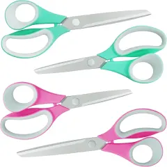 Craft Scissors Bulk Pack of 4, Ultra Sharp Blade, Comfort-Grip Handles, Multipurpose Sharp Scissors for Office, Home, School, Sewing, Fabric, Craft Supplies