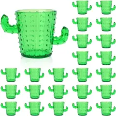 Plastic Cactus Shot Glasses(Set of 24), 2 Oz Green Cute Cactus Tequila Glasses for Western, Bachelorette, Cinco de Mayo, Tequila, Fiesta Themed Party Supplies