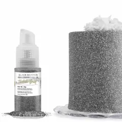 Bakell - Black Shimmer Tinker Dust Edible Glitter (25g, 1x Spray Pump) for Food, Desserts, and Beverages!