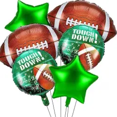 6 Pieces Football Balloons Set Football Field Balloons and Football Foil Balloons for Tailgate Football Theme Supplies Game Day Birthday Party Decorations, Football Birthday Party Supplies