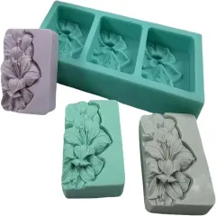 3 Holes Lily Flower Soap Mold Natural Soap Mould Handmade Silicone Molds for Soap Making DIY