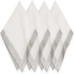 Linen Metallic Brushstroke Napkins, 21 Inches x 21 Inches, Set of 4, White and Silver