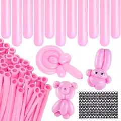 Pink 260 Animal Balloons，100 PCS Long Latex Balloons for Animal Modeling Weddings Birthdays Festival Party Decor