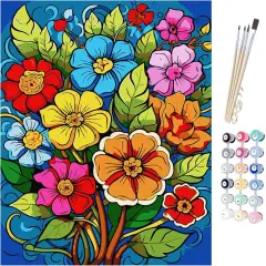 Paint by Numbers Kit for Adults Beginners Starter & Tool,Spring Flower Color Paint by Numbers on Canvas DIY Acrylic Painting Artist Art Paintworks Craft Kits for Home Decor Gift, 12x16in