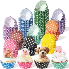 Mini Cupcake Liners Baking Cups - R HORSE 600Pcs Polka Dots Mini Size Cupcake Cups for Baking, Multi-color Disposable Cupcake Paper Baking Cups Cupcake Wrapper, Gift for Women Baking Cooking Lovers