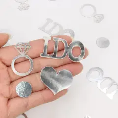 Wedding Confetti, Engagement Confetti for Wedding Shower Decorations, Bridal Shower Confetti for Bridal Shower Decorations, 160 PCS Glitter Silver I DO Confetti for Engagement Table Decorations
