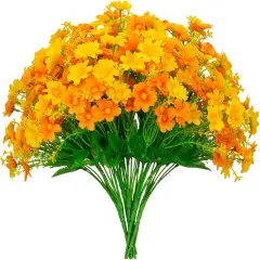 Artificial Daisy 8 Bundles Mums Flowers Outdoor Summer Bushes