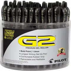 Premium Gel Roller Pens, Bold Point 1 mm, Tub of 48, Black