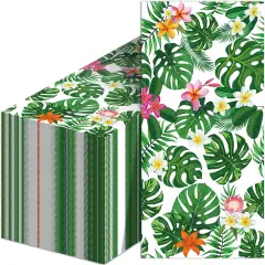 Hawaiian Luau Party Supplies Aloha Happy Birthday Napkins Disposable Tropical Tiki Themed Luncheon Paper Napkins Hawaiian Party Table decorations (100 Pack)