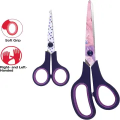 All Purpose Fashion Scissor Set - Sizes 8.5&rdquo; & 5.5&rdquo; Scissors, Sharp Stainless-Steel Blades, Comfort Grip Handles, Sewing & Craft Scissors, 2pc