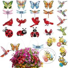 24 Pcs Butterfly Diamond Art Swaying in The Wind 5D DIY Adult Diamond Art Kits High Flexibility Art Plant Stakes Decorative Garden Stakes Craft for Indoor Outdoor Yard Decor 6 Style