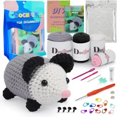 Crochet Kit for Beginners,Crochet Animal Kit with Step-by-Step Video Tutorials,Grey Crochet Possum,Easy Yarn Kits,Beginners Crochet Kit for Adults,Gifts for Women,Adults,Kids
