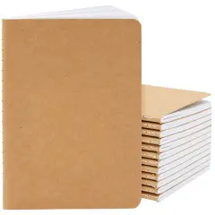 12-Pack Kraft Paper Notebooks A6 Size, 4x6 In Writing Journal with 80 Lined Pages, Notebook Set for Students, Writing, Classroom, Travel, Business, Office Supplies Brown