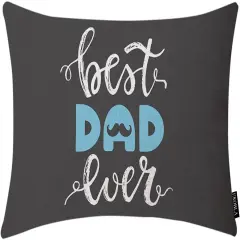 Happy Father's Day Lumbar Pillow Cases Best Dad Ever Mustache Beard Calligraphy Blue Black White Decorative Throw Pillow Cover Rectangle Cushion Covers Cotton Linen 12x20 Inch for Men Women