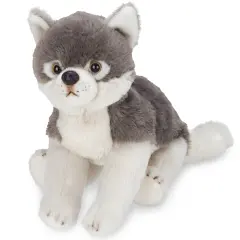 Bearington Lil' Nanook Small Plush Stuffed Animal Grey Wolf, 7 inches, For Ages 3-14