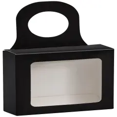 Pack/6: Black Bottle Hanger Favor Box - 3-5/8 x 3-5/8 x 1-1/8"