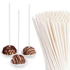 200 Pack Cake Pop Sticks 8 Inch for Lollipops, Cookies, Candy, Desserts White