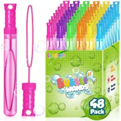 Bubble Wand, 48 Pcs Bubble Wands Bulk in 6 Colors, Bubble Party Favors for Kids, Summer Toys