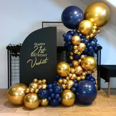 Navy Blue Balloons Arch Garland Kit 119pcs Chrome Gold Balloons for Wedding Graduation Birthday Party Decor