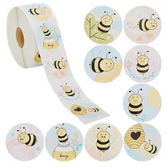 1000 Pieces Bumble Bee Stickers for Kids, Classroom Reward, DIY Crafts, Round, 9 Designs (1.5 In) Multicolor