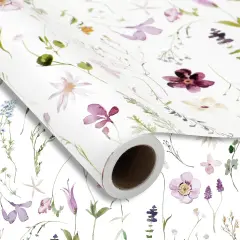 Spring Wild Floral Wrapping Paper -Mini Roll- 17 Inch x 32.8 Ft Watercolor Wildflowers Gift Wrap Paper Spring Art Paper for Birthday Wedding Bridal Baby Shower Mother's Day DIY Craft
