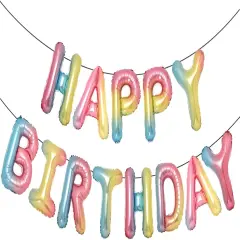 Happy Birthday Balloons Banner Gradient Color 16 Inch Mylar Foil Letters Balloons Happy Birthday Sign for Kids, Child, Adults, Boys & Girls Happy Birthday Decorations Birthday Banner