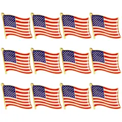 American Flag Lapel Pins for National Day, 4th of July, Veterans, Memorial Day, Political Events, Patriotic, USA Flag Pins for Suits, Backpacks & Hats - 12 Pack Red