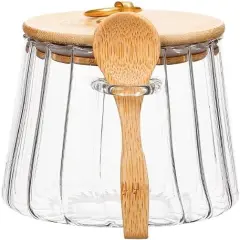 Sugar Container Sugar Bowls 25.36 FL OZ Glass Coffee Canister Airtight Food Storage Jar with Lid and Spoon Candy Jar Coffee Bar Accessories Coffee Jar Storage Coffee Beans Powder