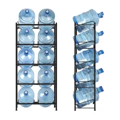 5-Tier Heavy Duty Water Cooler Jug Rack &ndash; 10-Slot Metal Storage Shelf for 5-Gallon Bottles, Detachable Floor Protector for Home/Office/Kitchen, Black