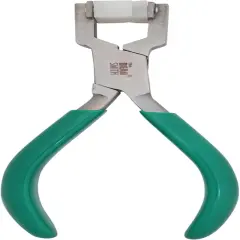 Double Nylon Jaw Ring Bending Plier, 5.5 inches (140mm), Green PVC comfort grip handle, no spring, for protecting wire when bending