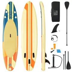 Yellow PVC Inflatable Paddle Board Adjustable Paddle Full Equipment Backpack