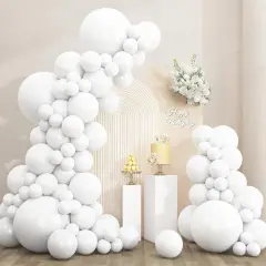 135pcs White Balloons Different Sizes 18 12 10 5 Inch for Garland Arch, Latex Balloon for Wedding Birthday Party Baby Shower Anniversary Decorations