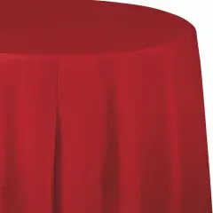 12 pc Bulk Classic Red Round Plastic 82 inch Table Covers
