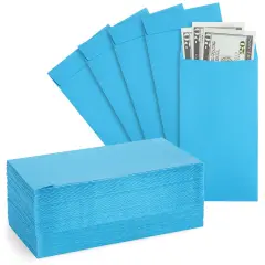 100 Pack Blue Money Envelopes for Cash, Payroll, Money Saving, Coins, Currency, 100GSM (3.5 x 6.5 In)