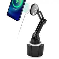 Insten Car Cup Phone Holder Compatible with Magsafe Charger Wireless Charging Pad, Long Adjustable Mount Cradle Black