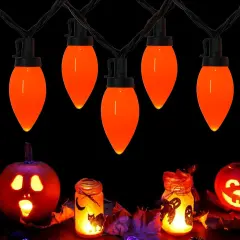 25Ft LED Orange Halloween Lights - Orange