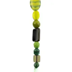 John Bead 7" Assorted Shape Czech Glass Bead Strand Greens Eucalyptus