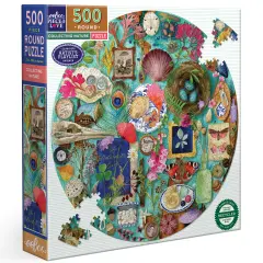 eeBoo Piece & Love: Collecting Nature - 500 Piece Puzzle - Adult Round Jigsaw, 23"x23", Includes Image Reference Insert, Glossy High-Quality Pieces