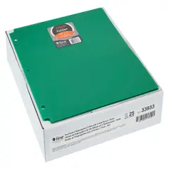C-Line 2-Pocket Poly Folder, 3 Hole Punched, Green, Pack of 25