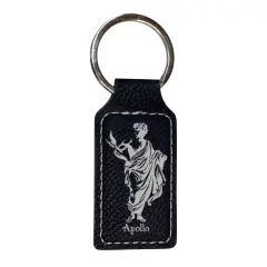 Keychain - Rectangle - Apollo - Leather Black/Silver